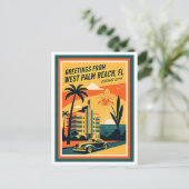 West Palm Beach Florida Retro Travel Postkarte (Stehend Vorderseite)