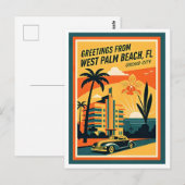 West Palm Beach Florida Retro Travel Postkarte (Vorne/Hinten)