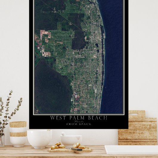 West Palm Beach Florida Satellite Poster Karte (Küche)