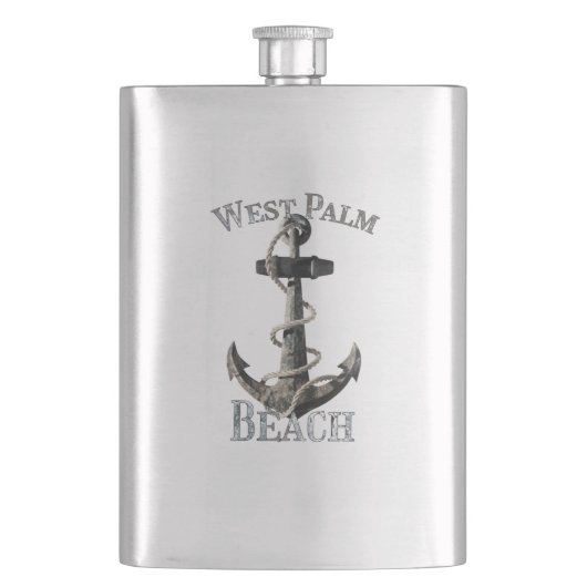 West Palm Beach Florida Vacation Nautical Anchor Flachmann (Vorderseite)