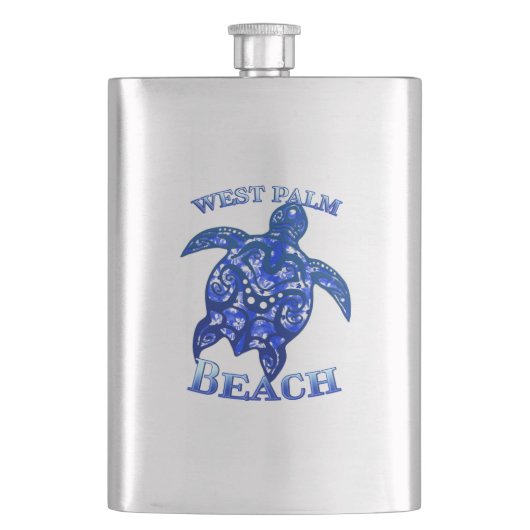 West Palm Beach Florida Vacation Tribal Turtle Flachmann (Vorderseite)