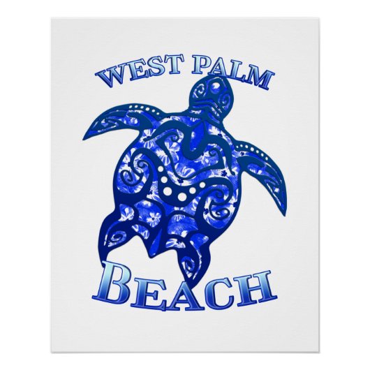 West Palm Beach Florida Vacation Tribal Turtle Poster (Vorderseite)