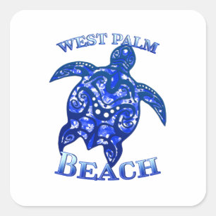 West Palm Beach Florida Vacation Tribal Turtle Quadratischer Aufkleber