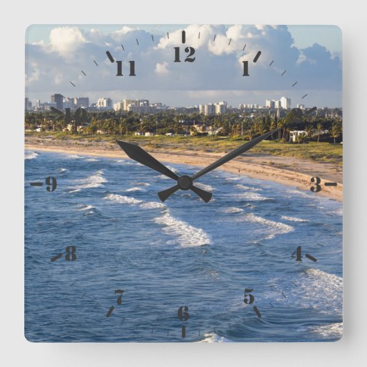 West Palm Beach Küste Florida Quadratische Wanduhr (Vorderseite)