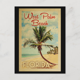West Palm Beach Palm Tree Vintage Travel Postkarte