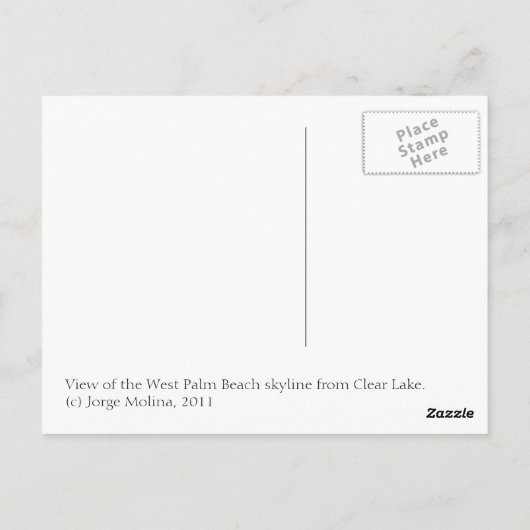 West Palm Beach reflektiert vom Clear Lake Postkarte (Rückseite)