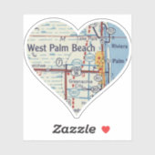 West Palm Beach Vintage Karte Aufkleber (Blatt)