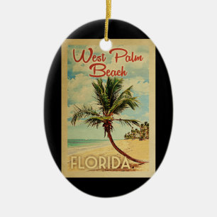 West- Palm BeachPalme-Vintage Reise Keramik Ornament