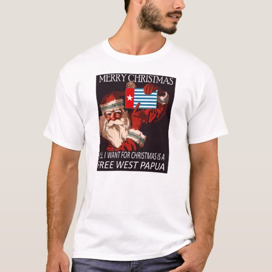 West Papua Christmas Santa Claus Morning Star Flag T-Shirt (Vorderseite)