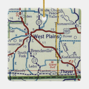 West Plains MO Vintag Map Keramikornament