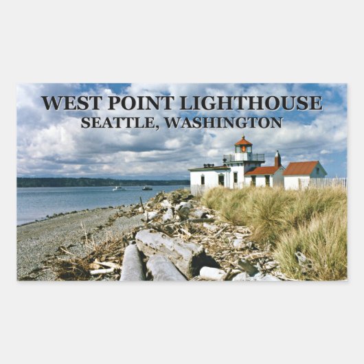 West Point Lighthouse, Seattle Washington Rechteckiger Aufkleber (Vorderseite)