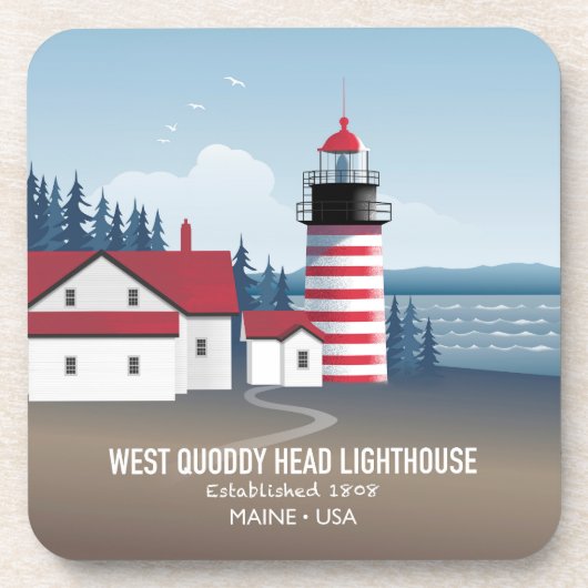 West Quoddy Head Leuchtturm Getränkeuntersetzer (Vorderseite)