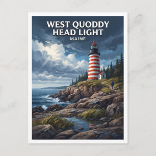 West Quoddy Head Leuchtturm, Lubec Maine Reise Ges Postkarte