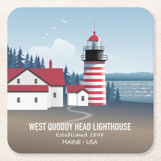 West Quoddy Head Leuchtturm Rechteckiger Pappuntersetzer (Vorderseite)
