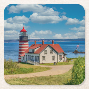 West Quoddy Head Lighthouse, Lubec, Maine Rechteckiger Pappuntersetzer