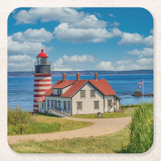 West Quoddy Head Lighthouse, Lubec, Maine Rechteckiger Pappuntersetzer (Vorderseite)