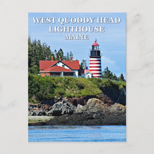 West Quoddy Head Lighthouse, Maine Postcard Postkarte (Vorderseite)