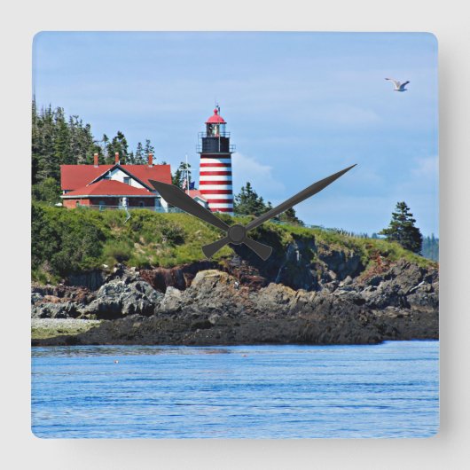 West Quoddy Head Lighthouse, Maine Quadratische Wanduhr (Vorderseite)