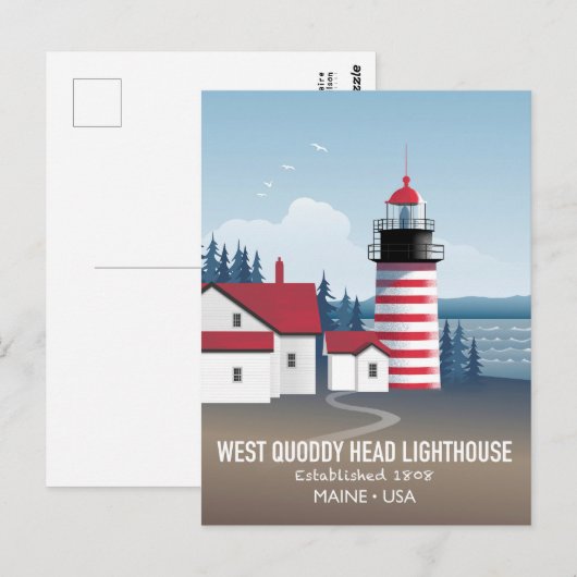 West Quoddy Head Lighthouse Postkarte (Vorne/Hinten)