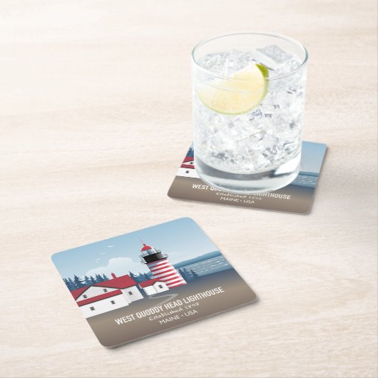 West Quoddy Head Lighthouse Rechteckiger Pappuntersetzer (Vor Ort)