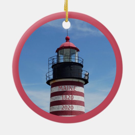West Quoddy Head Lubec Maine Lighthouse Keramik Ornament (Hinten)