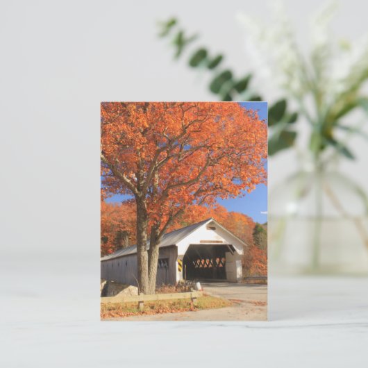 West River Covered Bridge und Oak Vermont Postkarte (Stehend Vorderseite)