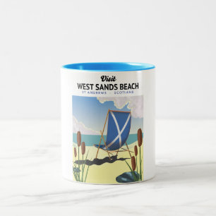 West Sands Beach, St Andrews Schottland Zweifarbige Tasse