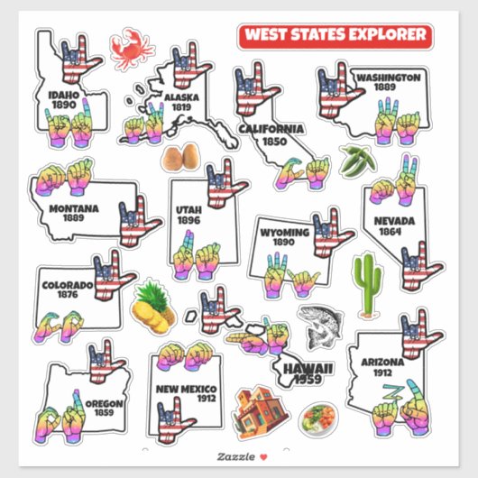 West States Explorer — Bildungsetikett Aufkleber (Blatt)