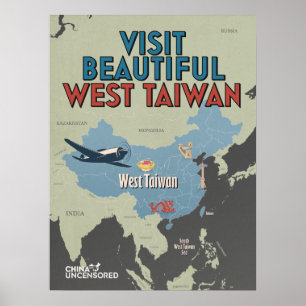 West-Taiwan-Kartenposter 18" x 24" Poster
