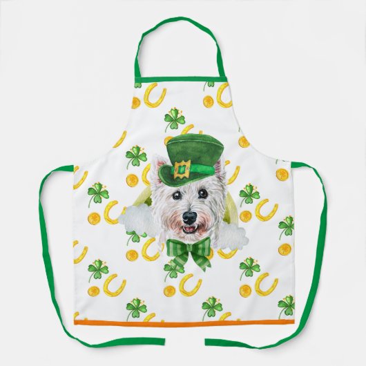 West Terrier Holiday Decor St Patrick's Day Dog Schürze (Vorderseite)