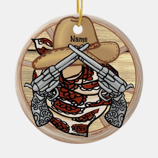 West Texas Cowboy Keramik Ornament (Vorne)