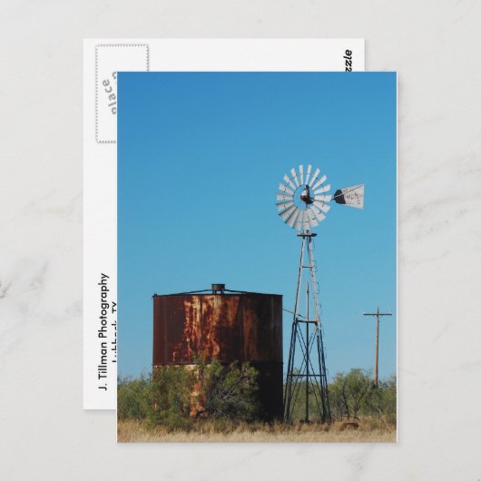 West Texas Windmühle und Wassertank Postkarte (Vorne/Hinten)