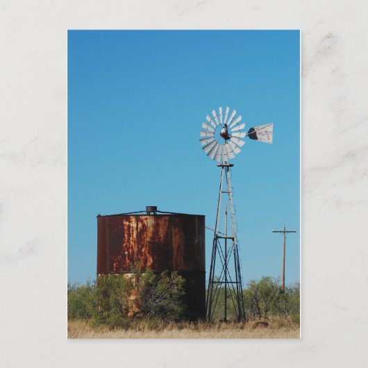 West Texas Windmühle und Wassertank Postkarte (Vorderseite)