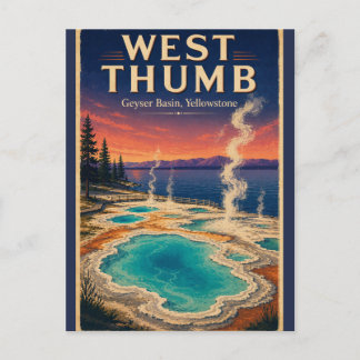West Thumb Geyser Basin Yellowstone Vintage Reise Postkarte