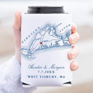 West Tisbury Karte Elegante Navy Blau Hochzeitsgun Dosenkühler