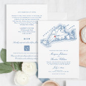 West Tisbury MA All-in-One Blue QR Code Wedding Einladung