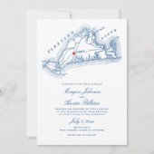 West Tisbury MA All-in-One Blue QR Code Wedding Einladung (Vorderseite)