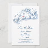West Tisbury MA Elegant Navy Blue Wedding Save The Date (Vorderseite)
