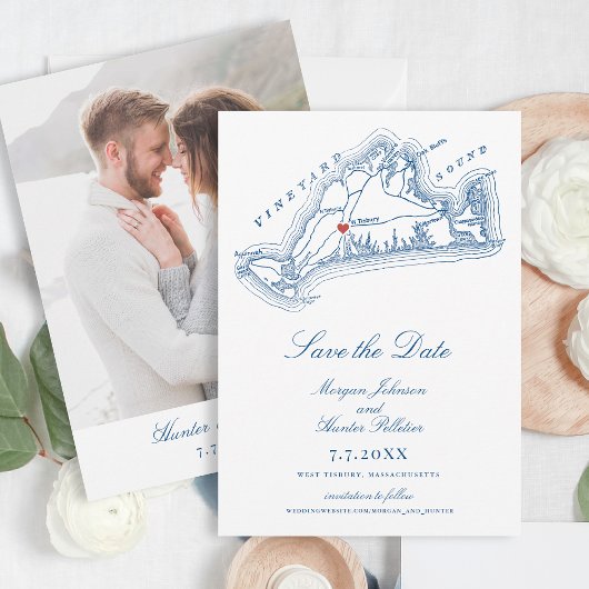 West Tisbury MA Elegant Navy Blue Wedding Save The Date