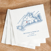 West Tisbury Map Elegant Navy Blue Wedding Serviette