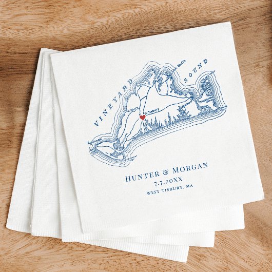 West Tisbury Map Elegant Navy Blue Wedding Serviette