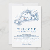 West Tisbury Wedding Welcome Itinerary Navy Blue Dankeskarte (Vorderseite)