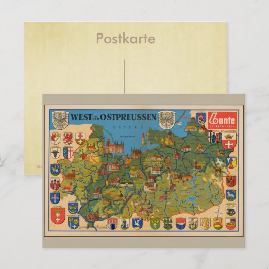 West- und Ostpreussen 1937 Postkarte (Vorne/Hinten)