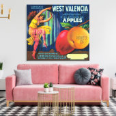 West Valencia Apple Crate LabelWatsonville, CA Leinwanddruck (Insitu (Wohnzimmer))