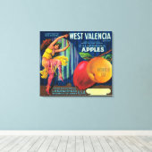 West Valencia Apple Crate LabelWatsonville, CA Leinwanddruck (Insitu (Holzboden))