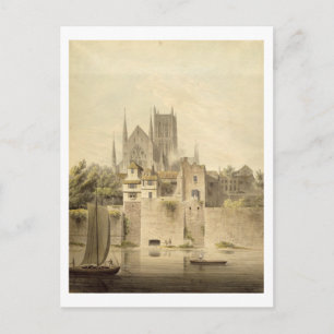 West View of Worcester Cathedral, 1798 (w/c auf Pp Postkarte