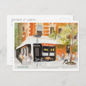 West Village Café Watercolor Postkarte (Vorne/Hinten)