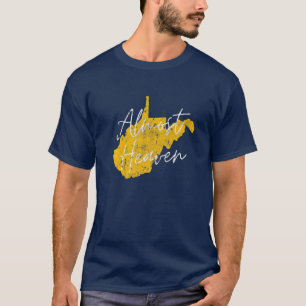 West Virginia Almost Heaven WV Map Staat Zuhause 3 T-Shirt