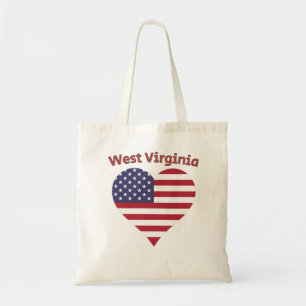 West Virginia American Flag Heart Tragetasche