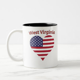 West Virginia Amerikanische Flagge Herz Zweifarbige Tasse